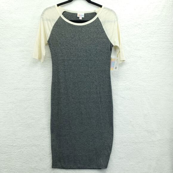 Lularoe Women's Julia Simply Comfortable Gray Cream Raglan Sleeve Dress XXS - Picture 1 of 10